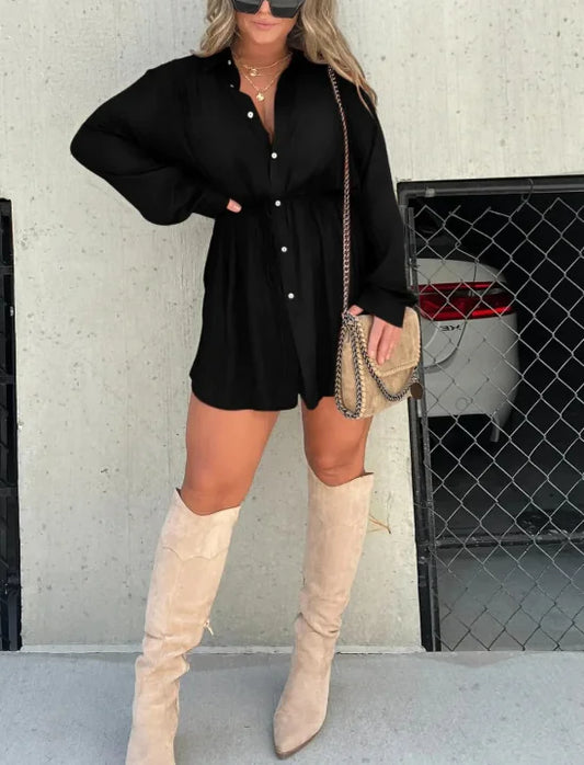 Oversize Kadın Gömlek Elbise – Uzun Kollu Rahat Şık Tasarım, Renk Seçenekli
