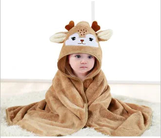 Bebekler için Karikatürlü Kapüşonlu Havlu (80 cm x 80 cm)