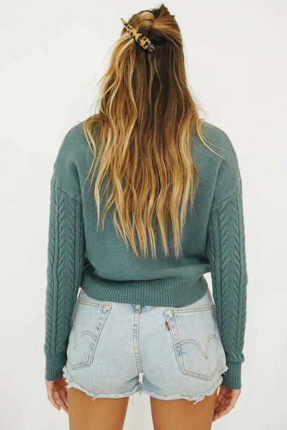 Yeşil Örgü Kazak – Balıkçı Yaka, Rahat ve Şık Kadın Triko