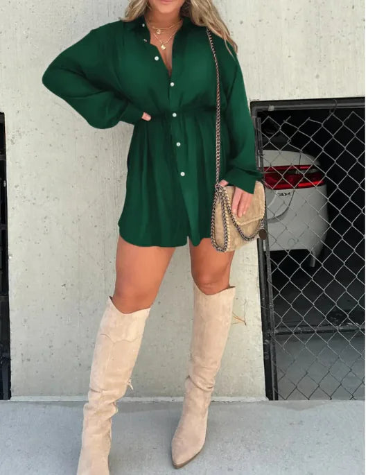 Oversize Kadın Gömlek Elbise – Uzun Kollu Rahat Şık Tasarım, Renk Seçenekli