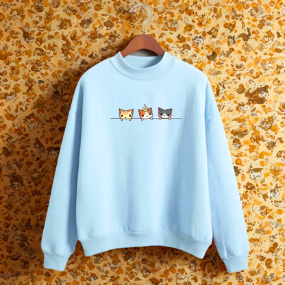 Kedi Desenli Uzun Kollu Sweatshirt