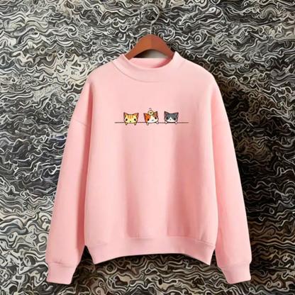 Kedi Desenli Uzun Kollu Sweatshirt