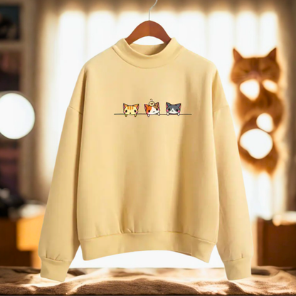 Kedi Desenli Uzun Kollu Sweatshirt