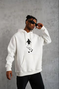 Erkek Nihilist Penguen Temalı Oversize Kapüşonlu Sweatshirt
