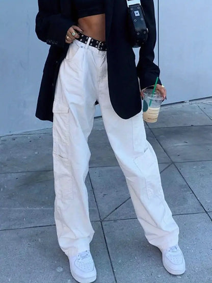 Yüksek Bel Kadın Denim Kot Pantolonlar ve Kargo Pantolonlar