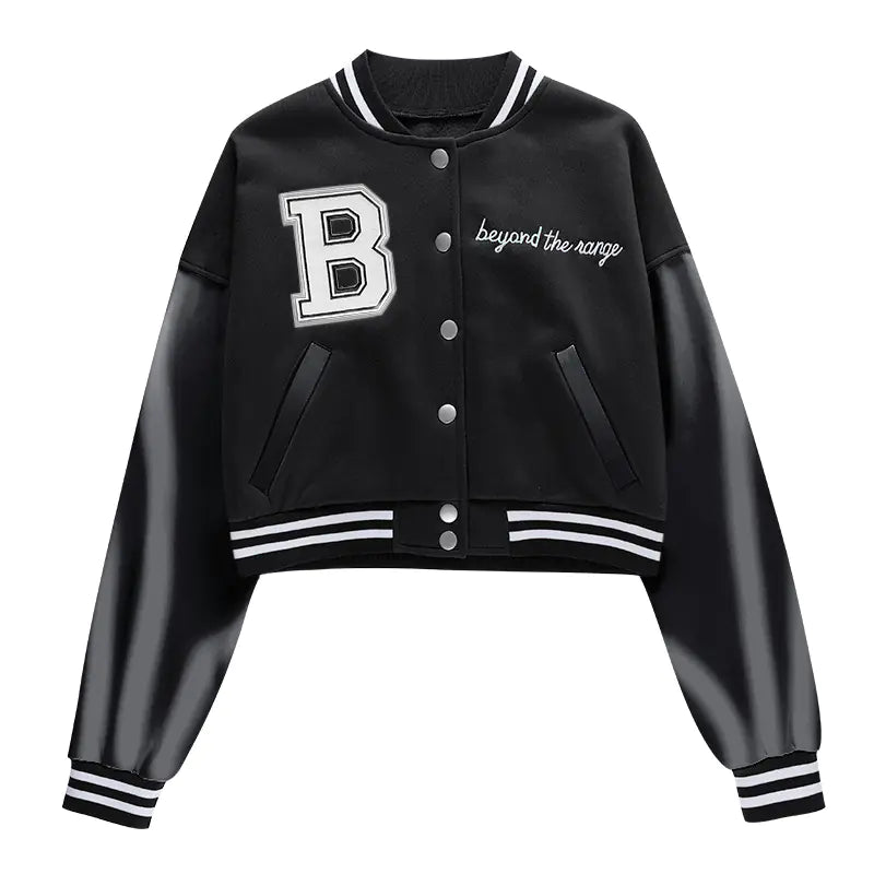 Kısa Vintage Kadın Varsity Beyzbol Bomber Ceket