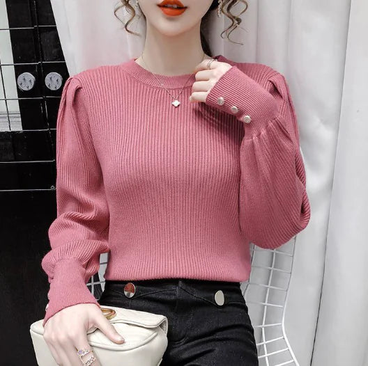 Şık Uzun Kollu Triko Bluz – Dar Kalıp Kadın Kazak