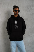 Erkek Nihilist Penguen Temalı Oversize Kapüşonlu Sweatshirt