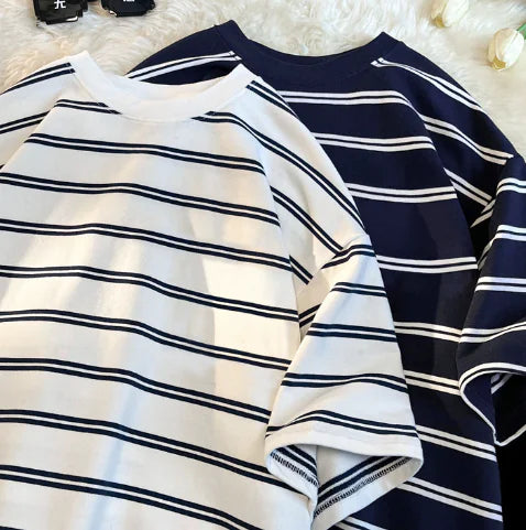 Saf Pamuktan Klasik Çizgili Tişört