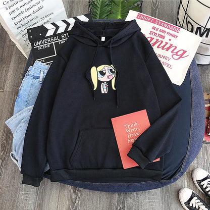 Şeker Rengi Kapüşonlu Sweatshirt - Buttercup Powerpuff Girl