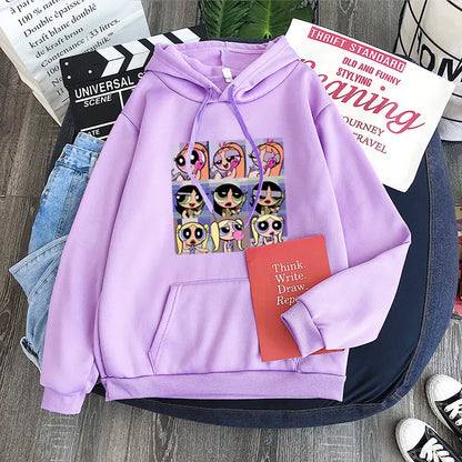 Şeker Rengi Kapüşonlu Sweatshirt - Buttercup Powerpuff Girl