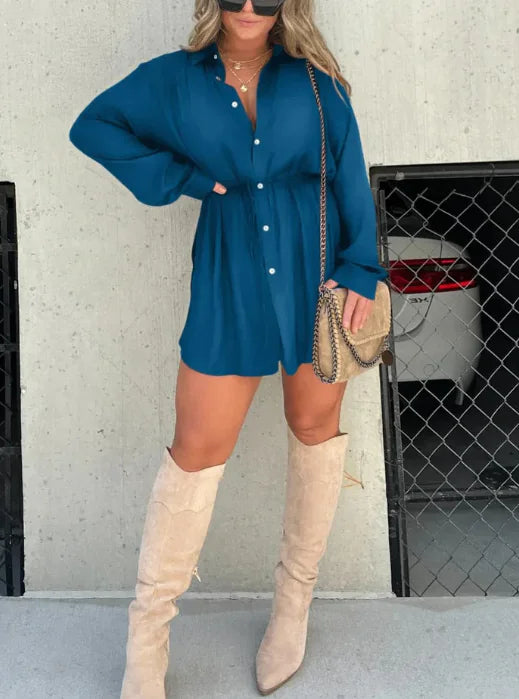 Oversize Kadın Gömlek Elbise – Uzun Kollu Rahat Şık Tasarım, Renk Seçenekli