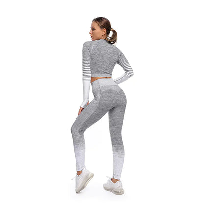 New Women's Yoga Top - Breathable Long Sleeve Fitness Set
