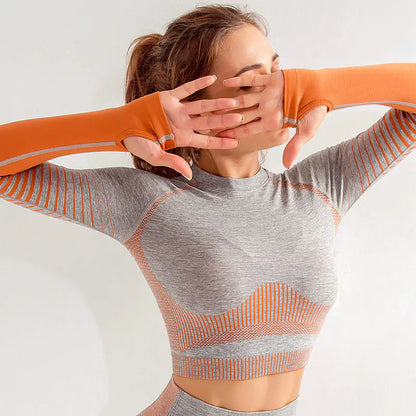New Women's Yoga Top - Breathable Long Sleeve Fitness Set