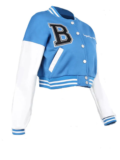 Kısa Vintage Kadın Varsity Beyzbol Bomber Ceket