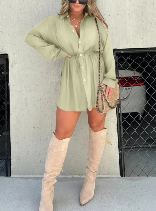 Oversize Kadın Gömlek Elbise – Uzun Kollu Rahat Şık Tasarım, Renk Seçenekli