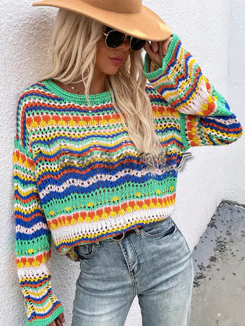 Kadın Uzun Kollu Örgü Kazak - Sonbahar Kış Stili