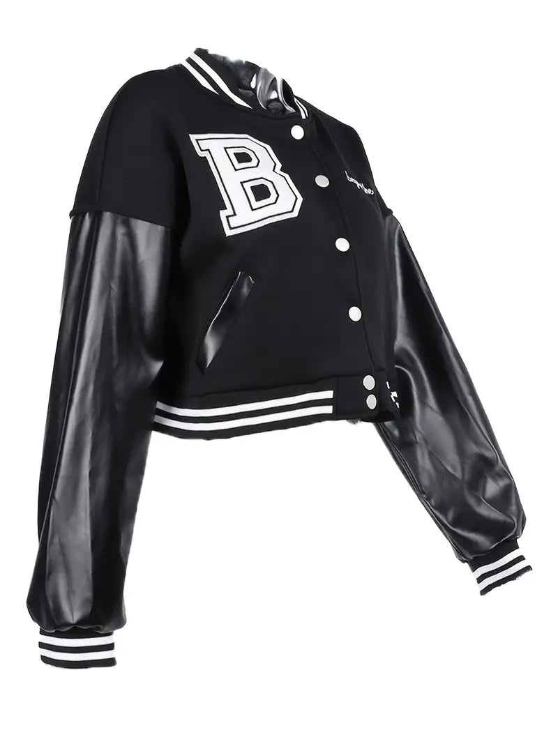 Kısa Vintage Kadın Varsity Beyzbol Bomber Ceket
