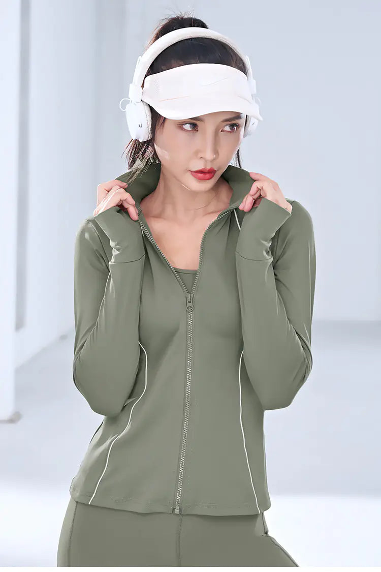 Sonbahar Kış Kadın Esnek Fitness Ceketi