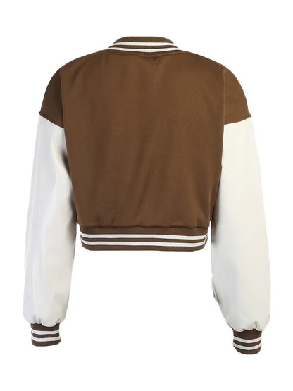Kısa Vintage Kadın Varsity Beyzbol Bomber Ceket
