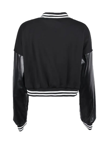 Kısa Vintage Kadın Varsity Beyzbol Bomber Ceket