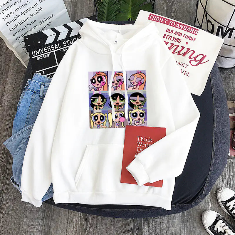 Şeker Rengi Kapüşonlu Sweatshirt - Buttercup Powerpuff Girl