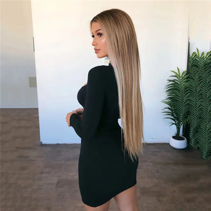 İlkbahar/Yaz için Yeni Kadın Uzun Kollu Kulüp Elbisesi