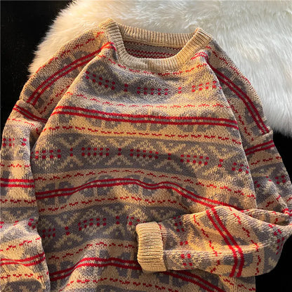 Retro Etnik Bol Kesim Sıcak Boş Zaman Kazak