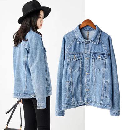 Sonbahar Kore Stili Bol Denim Ceket