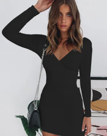 Irregular Slit Sheath Dress - European and American Style