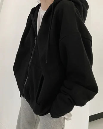 Kore Stili Bol Yünlü Sweatshirt