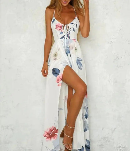 Kadınlar için Sınır Ötesi Çiçekli Maxi Elbise