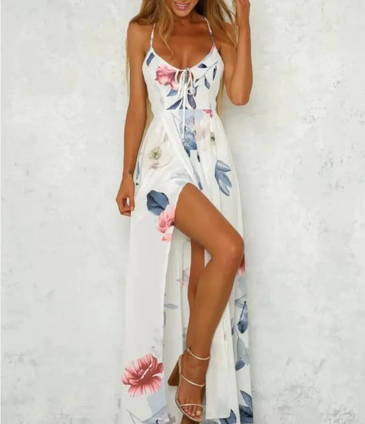 Kadınlar için Sınır Ötesi Çiçekli Maxi Elbise