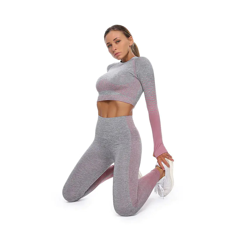 New Women's Yoga Top - Breathable Long Sleeve Fitness Set