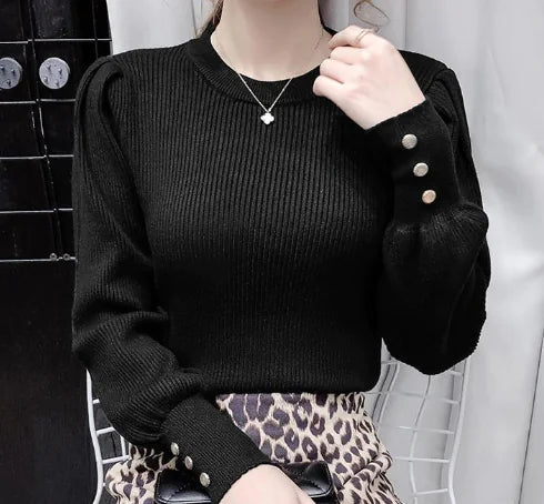 Şık Uzun Kollu Triko Bluz – Dar Kalıp Kadın Kazak