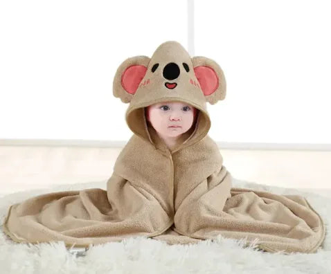 Bebekler için Karikatürlü Kapüşonlu Havlu (80 cm x 80 cm)