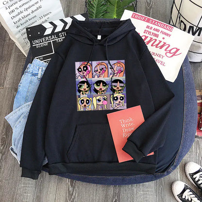Şeker Rengi Kapüşonlu Sweatshirt - Buttercup Powerpuff Girl