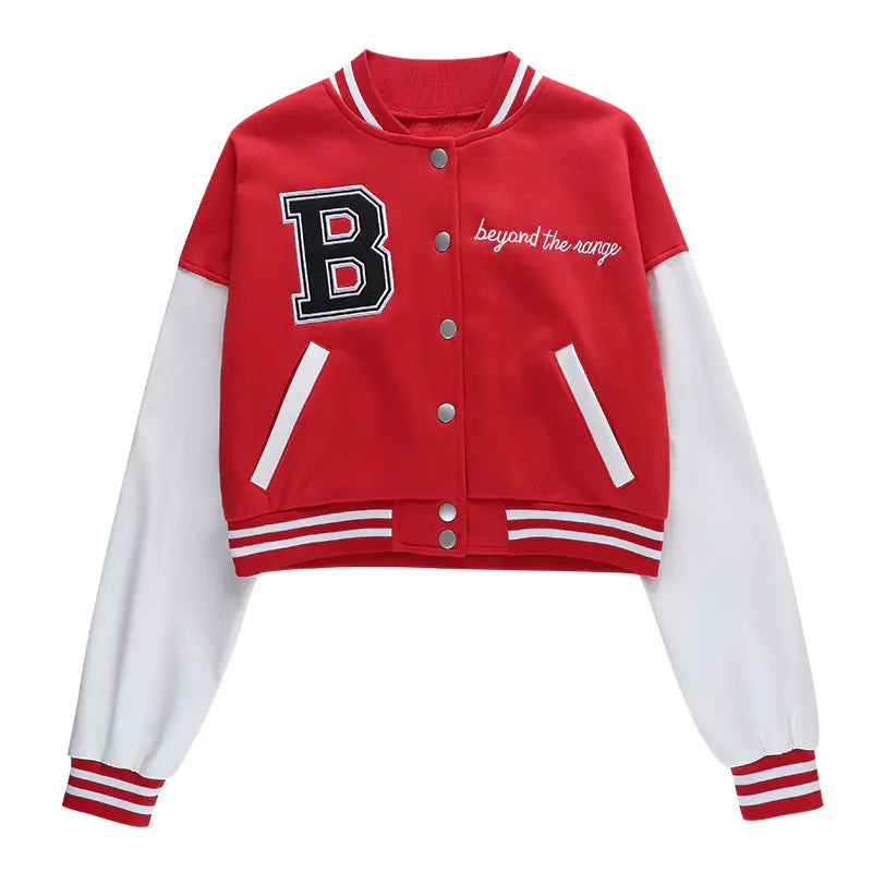 Kısa Vintage Kadın Varsity Beyzbol Bomber Ceket
