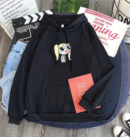 Şeker Rengi Kapüşonlu Sweatshirt - Buttercup Powerpuff Girl
